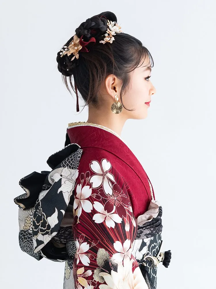 成人式 振袖 アップスタイル ヘアアレンジ 別カット