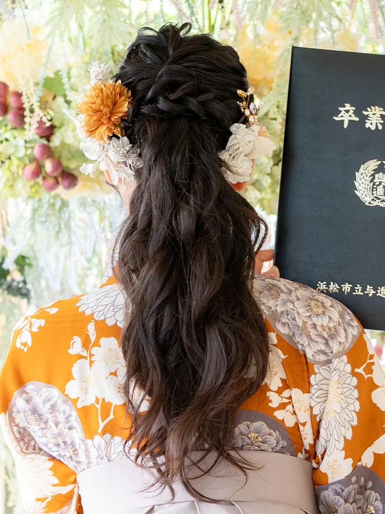 小学校卒業袴 ロングヘア・編み下ろし ヘアアレンジ 別カット