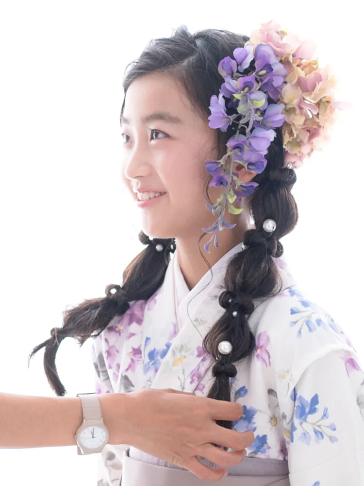 小学校卒業袴 ロングヘア・編み下ろし ヘアアレンジ 別カット